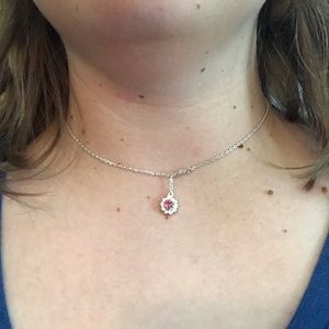 Star Shape Necklace with Clear and Pink Like Gems
